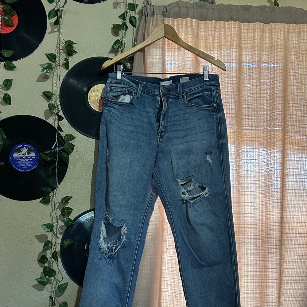 Eunina Blue Distressed Boyfriend Jeans
